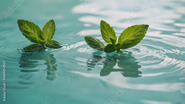 Obraz green leaf in water