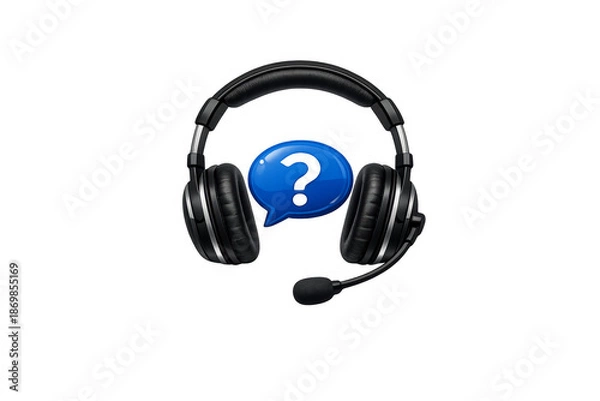 Obraz Headset with question mark indicating customer support assistance