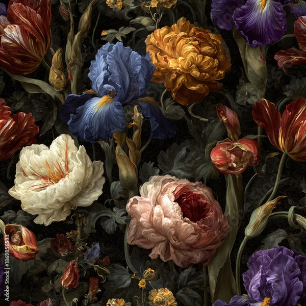 Obraz Dark Vintage Floral Pattern