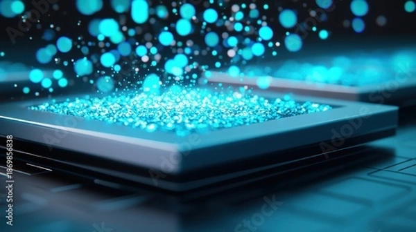 Obraz Resolution AI enhanced image upscaling process shown on a futuristic computer interface.