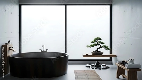 Obraz Modern Bathroom with Bonsai Tree