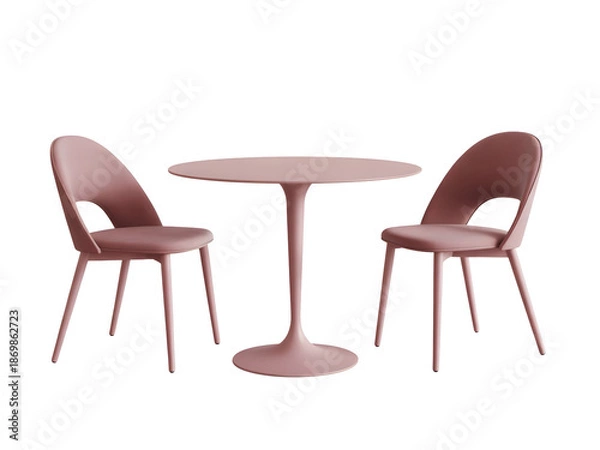 Obraz Modern pink chair table set with round table 