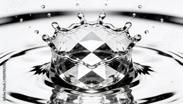 Obraz Water Splash Crown Shape with Geometric Reflection