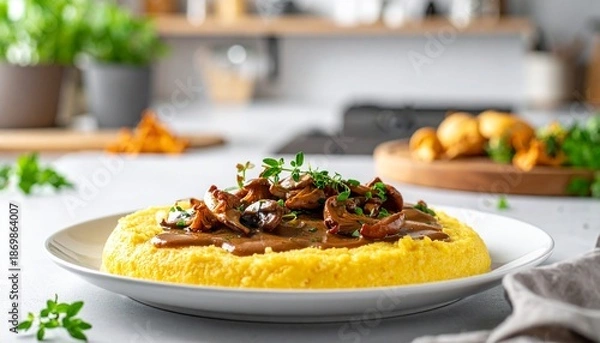 Obraz Polenta mit Pfifferlingen
