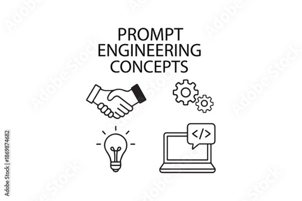 Obraz Prompt engineering concepts on white background.