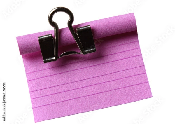 Obraz Pink lined note clipped, curling edge