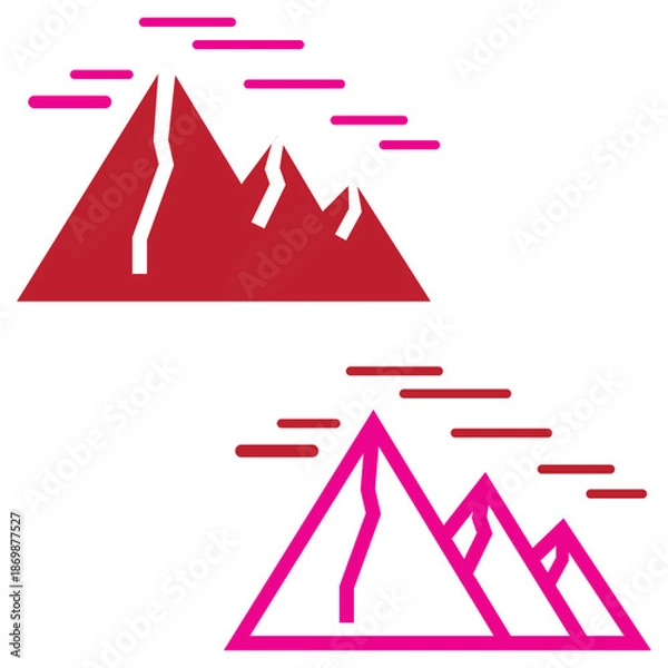 Obraz simple mountain range landscape icons with clouds