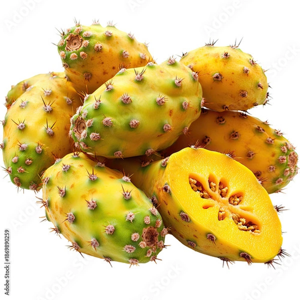 Obraz Spiked, yellow cactus pears, one cut open