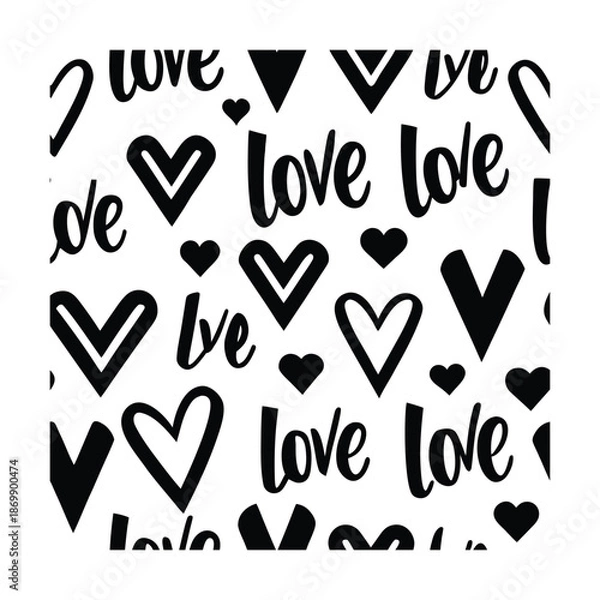 Fototapeta love-themed-typography-repeat-pattern--clean-flat-.eps