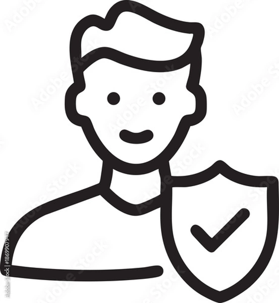 Fototapeta Verified User Security Shield Icon