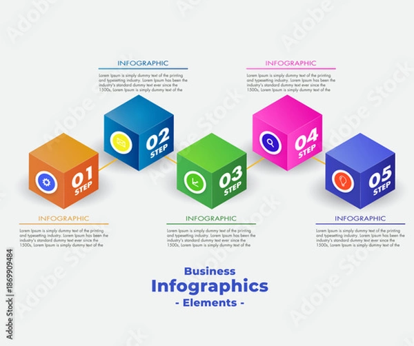 Obraz 3D Cubes Data Infographic
