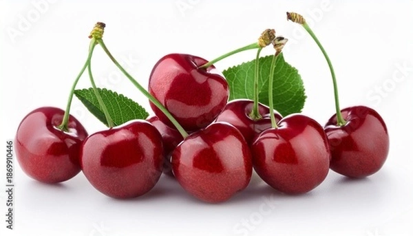 Obraz Cherries On A White Background