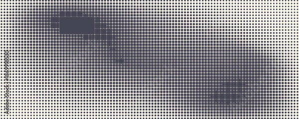 Obraz Modern Halftone Checkered Pattern Vector Rounded Square Dots Horizontal Smooth Curved Border Black Abstract Background. Chequered Subtle Pop Art Texture. Vector Checkered
