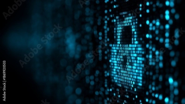 Obraz Digital binary code padlock cyber security background
