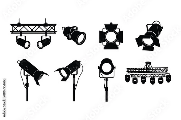 Obraz Stage Lighting Spotlights Vector Icon Set