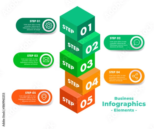 Obraz 3D Cubes Infographic Design