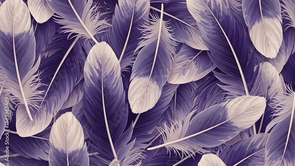 Obraz Purple feathers in a decorative pattern on a dark background  