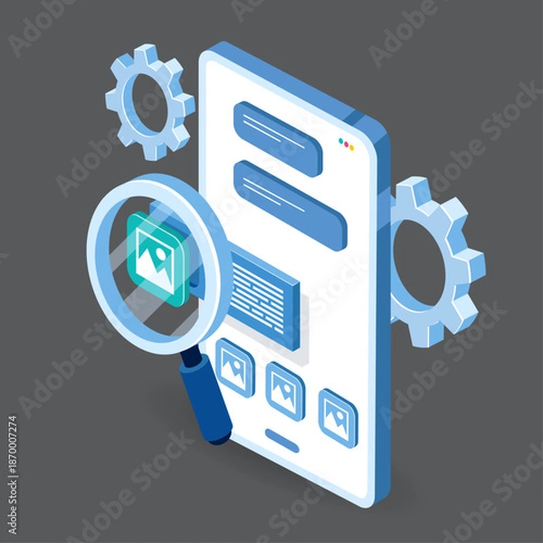 Obraz Mobile App Development Service Design Elements 3D Sketch