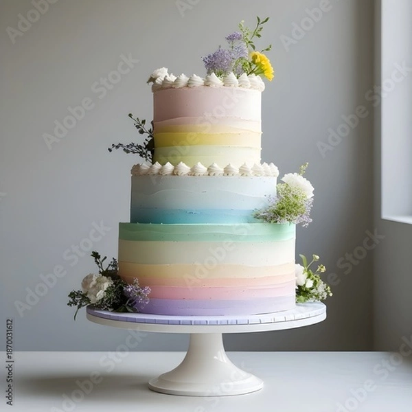 Obraz wedding cake with flowers