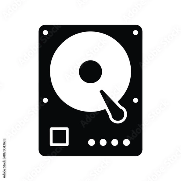 Obraz Hard disk storage silhouette icon