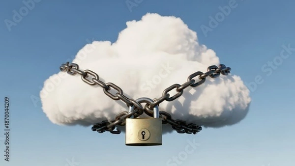 Obraz Cloud with padlock and chain security concept illustration