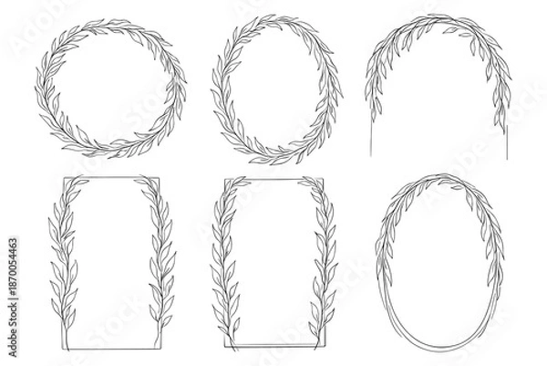 Obraz Elegant linear leaf frames for decorative borders and invitations