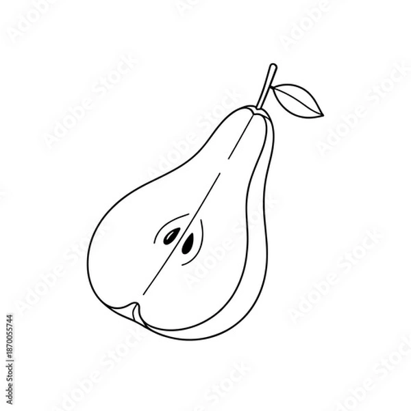 Obraz Minimalist linear pear design with leaf accent