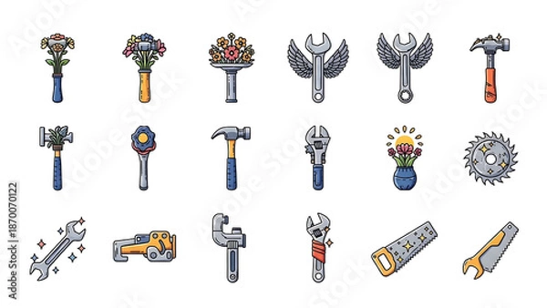 Fototapeta Creative Work Tool Icons