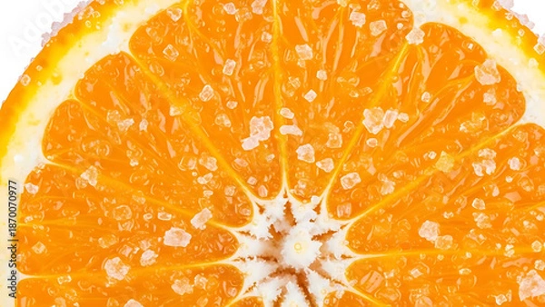 Fototapeta Orange slice with sugar macro