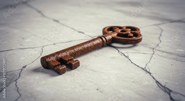 Obraz Antique key on textured surface