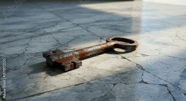 Obraz Antique key on textured surface