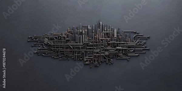 Obraz Futuristic circuit cityscape model