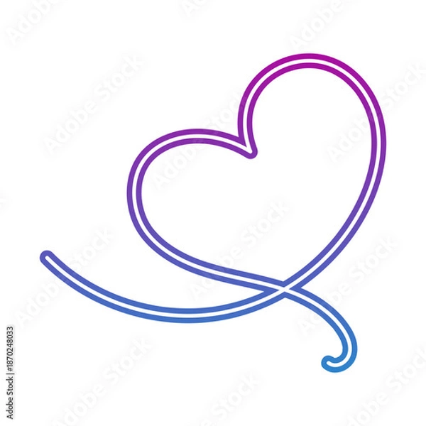 Obraz Neon Continuous Line Heart Icon