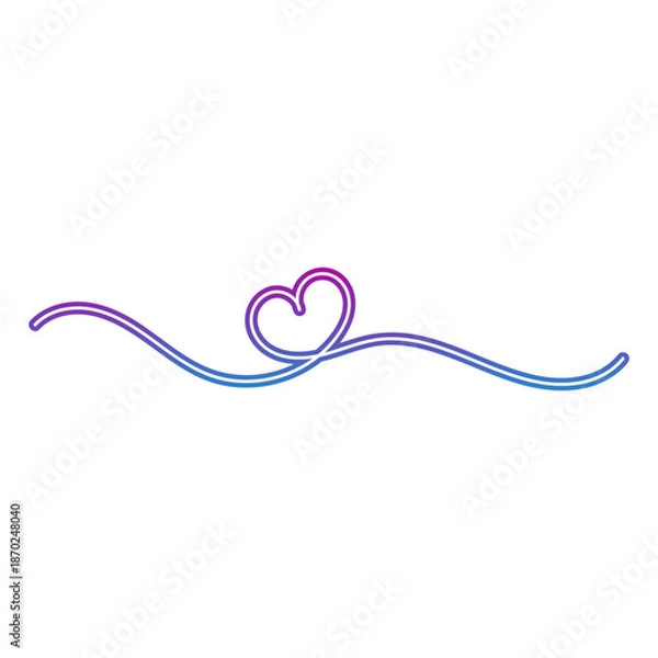 Obraz Neon Continuous Line Heart Icon