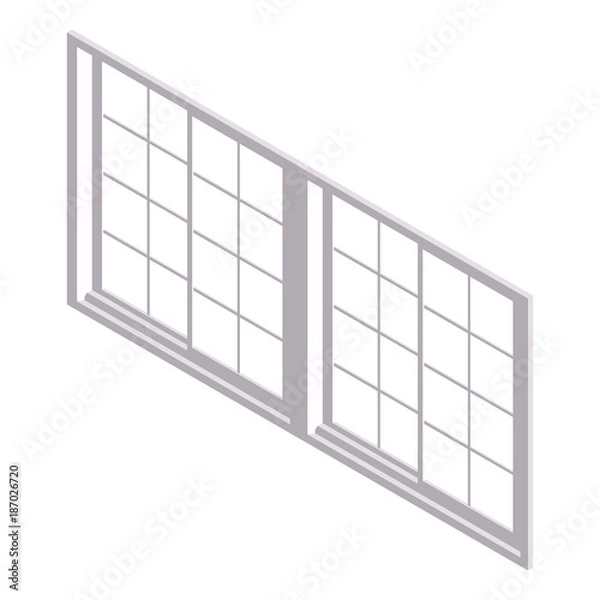 Fototapeta Closed window isometric vector illustration. 3d Isolated on white background