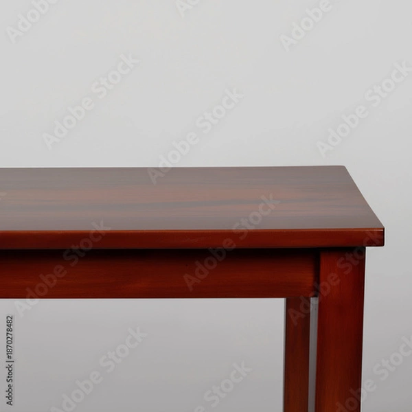 Obraz a rectangular rosewood table, against a white background