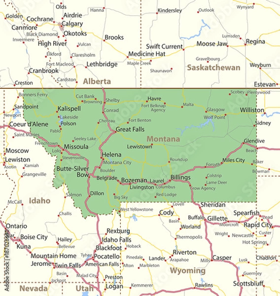 Obraz Montana-US-States-VectorMap-A