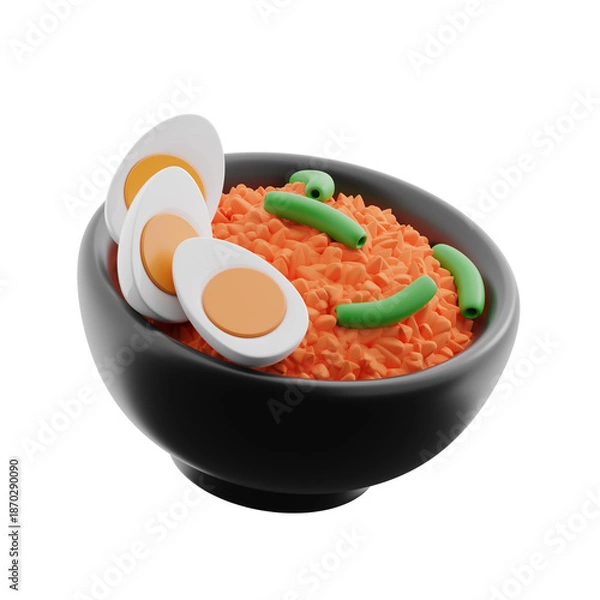Obraz Fried rice with egg 3d illustration