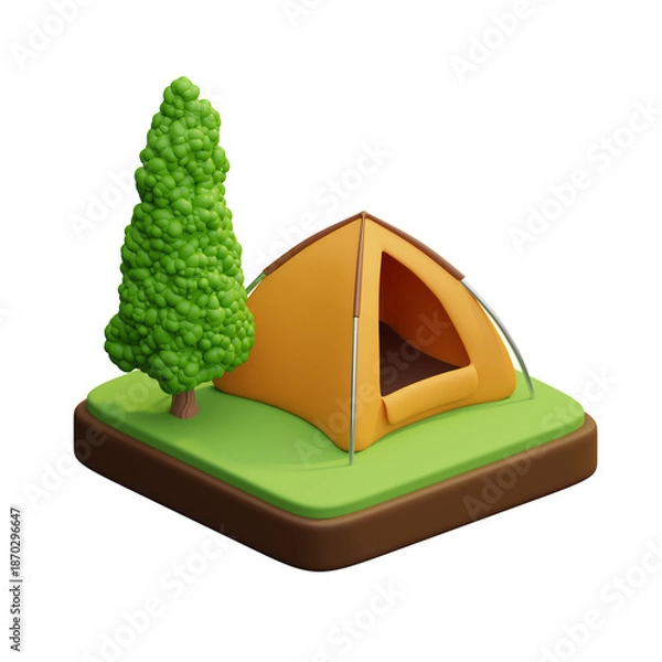 Obraz Camping Tent with Tree 3d illustration