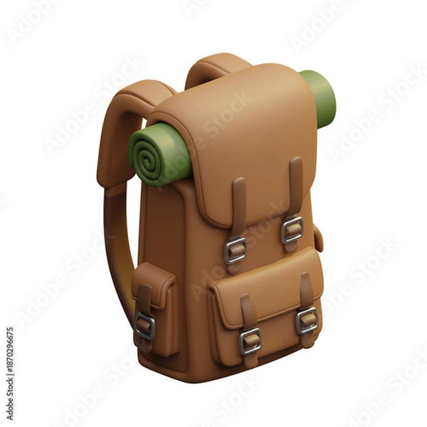 Obraz Backpack with Sleeping Bag 3d illustration