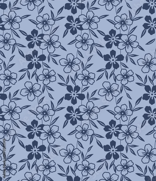 Obraz Japanese Pretty Flower Leaf Vine Vector Seamless Pattern