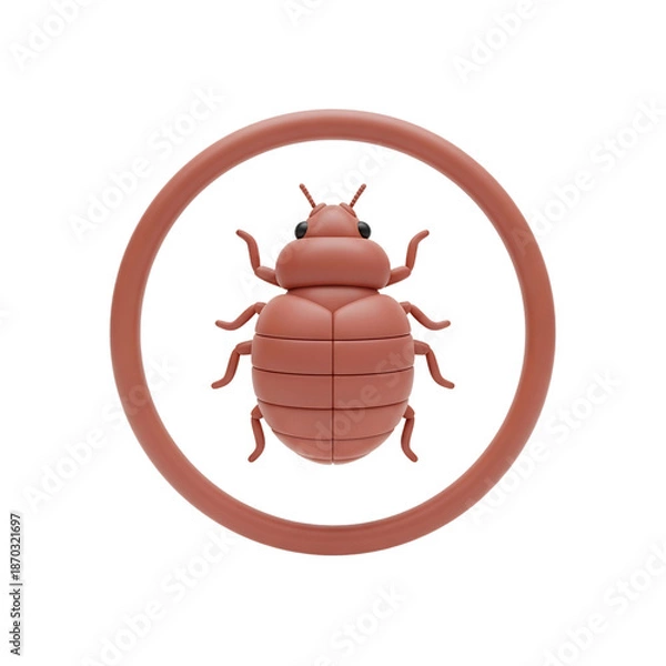 Obraz Bed bug in circle isolated on black background