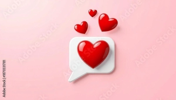 Obraz Heart shaped speech bubble with floating hearts