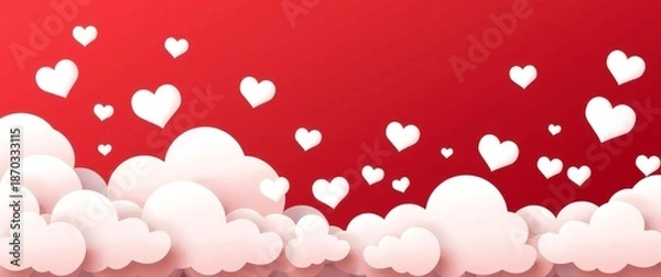 Obraz Hearts floating in clouds