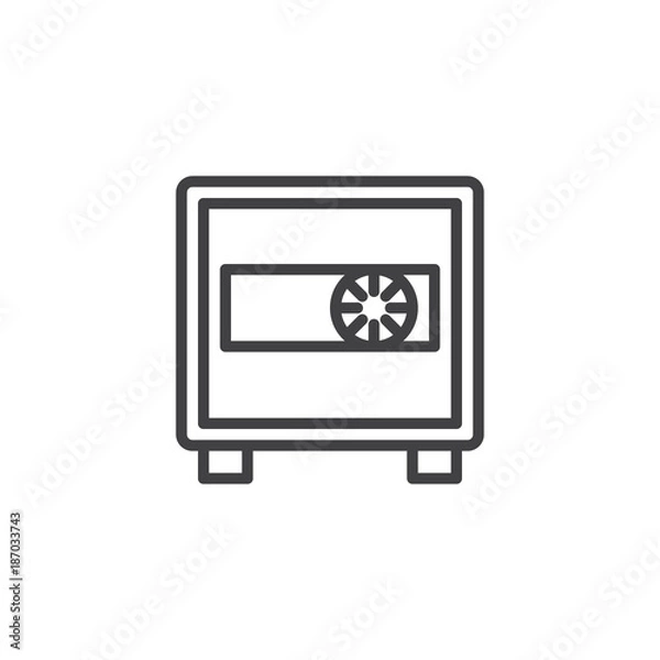 Fototapeta Safebox line icon, outline vector sign, linear style pictogram isolated on white. strongbox, safe symbol, logo illustration. Editable stroke