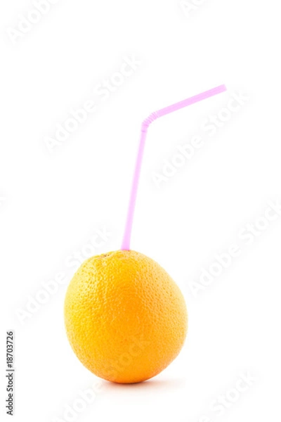 Fototapeta Orange with a straw