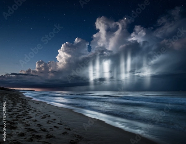 Fototapeta night landscape with clouds