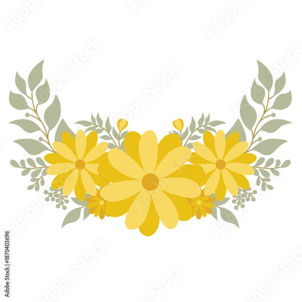 Obraz yellow flowers on white