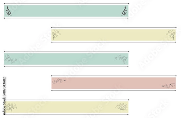 Obraz 植物のワンポイント付きの見出しマーカー風ラインセット