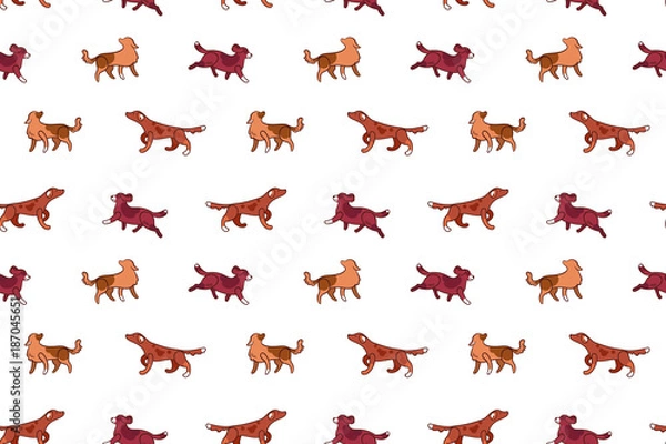 Fototapeta Vector seamless pattern with hunting dogs